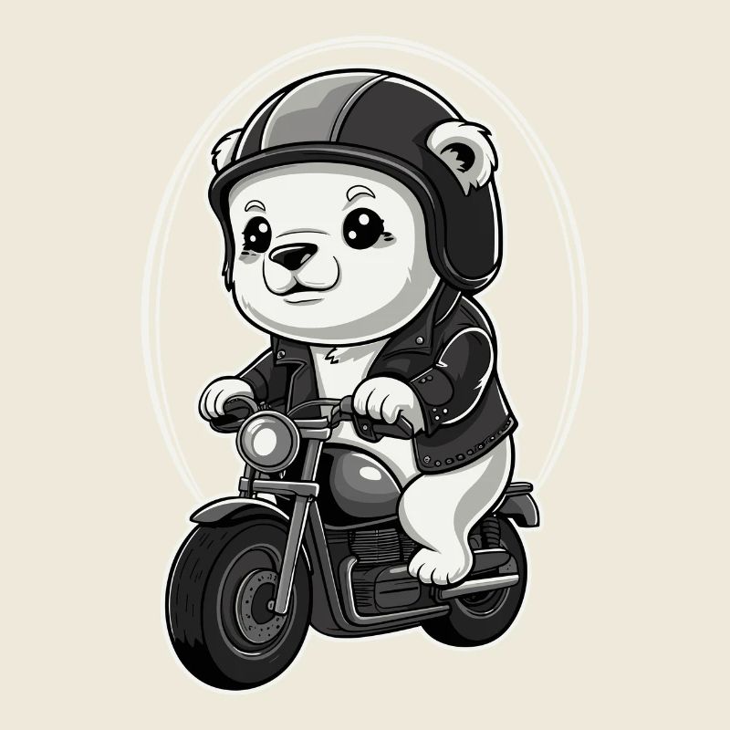 Fahrender Bär Mit Motorradhelm Und Jacke