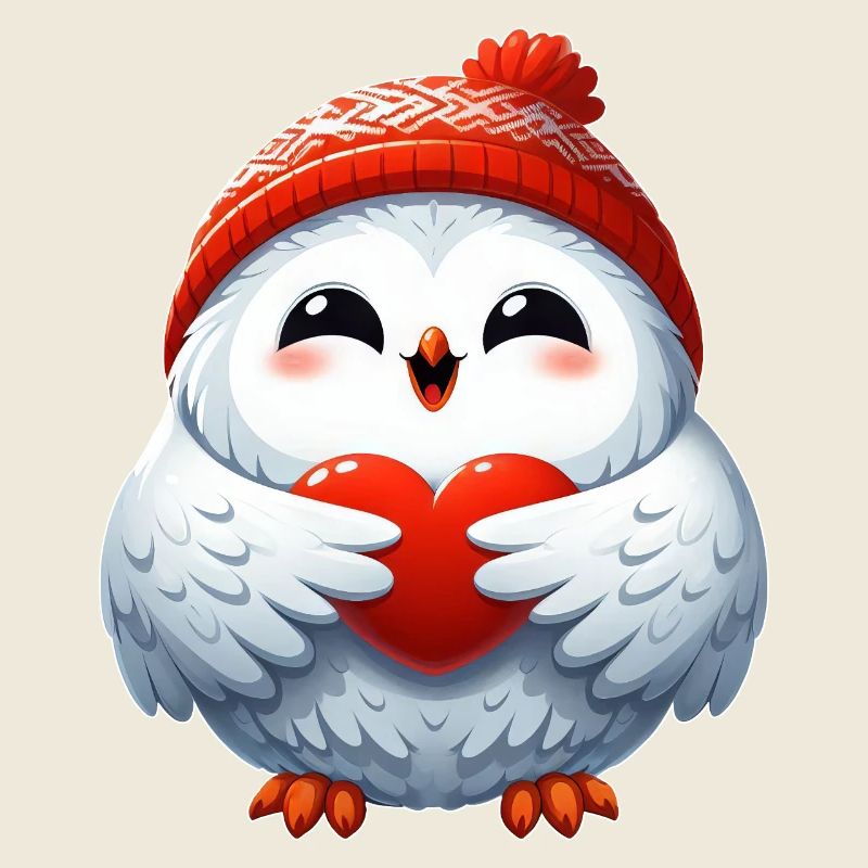 Schneeeule Herz Liebe Valentinstag Design