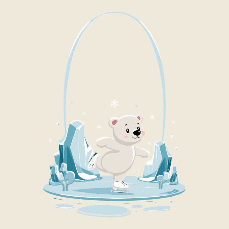 Cute polar bear skating in the