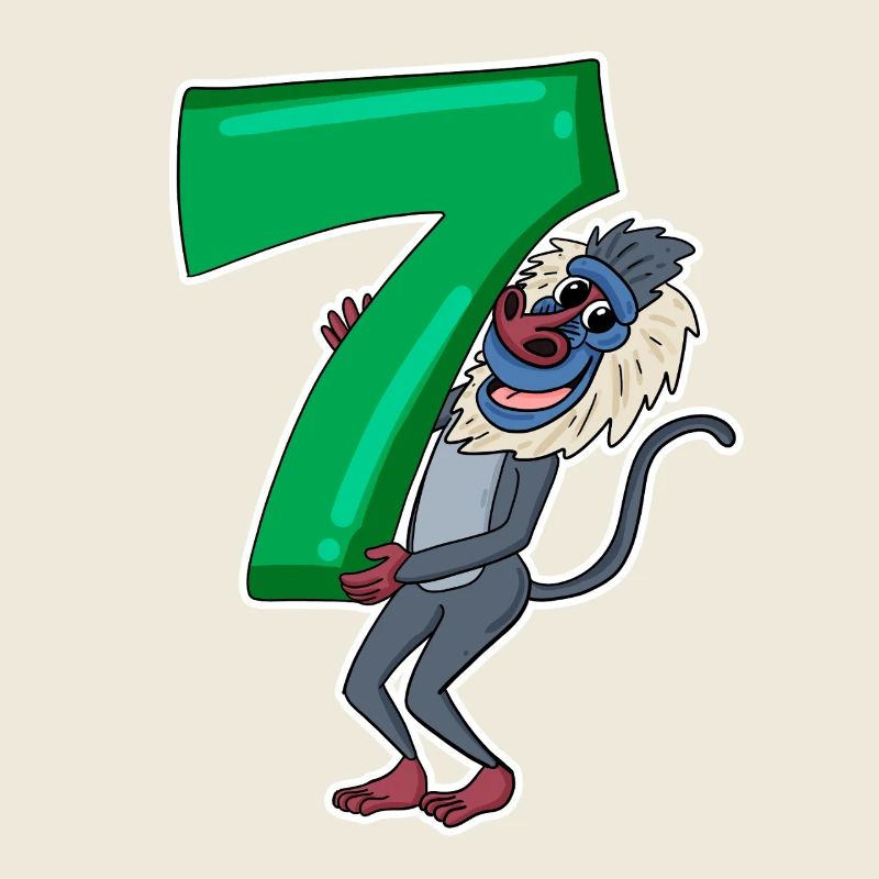 7. Geburtstag Motiv Affe - sieben Jahre alt