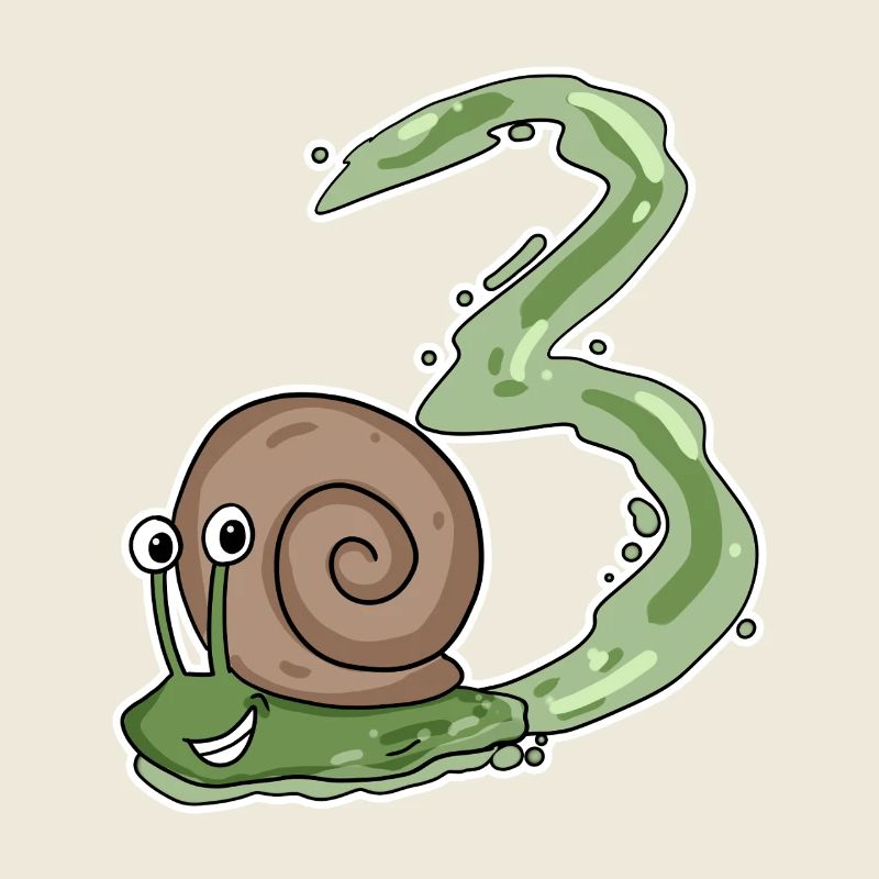 Trois 3 - Numéro 3 - Numéro 3 Anniversaire Escargot