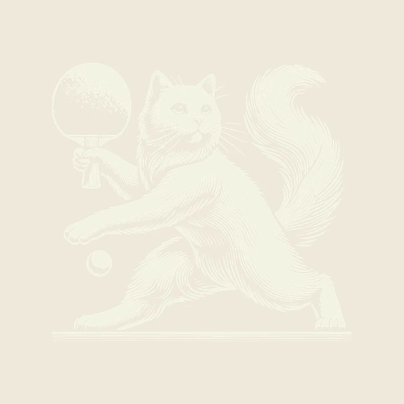 Cute cat playing table tennis with charm