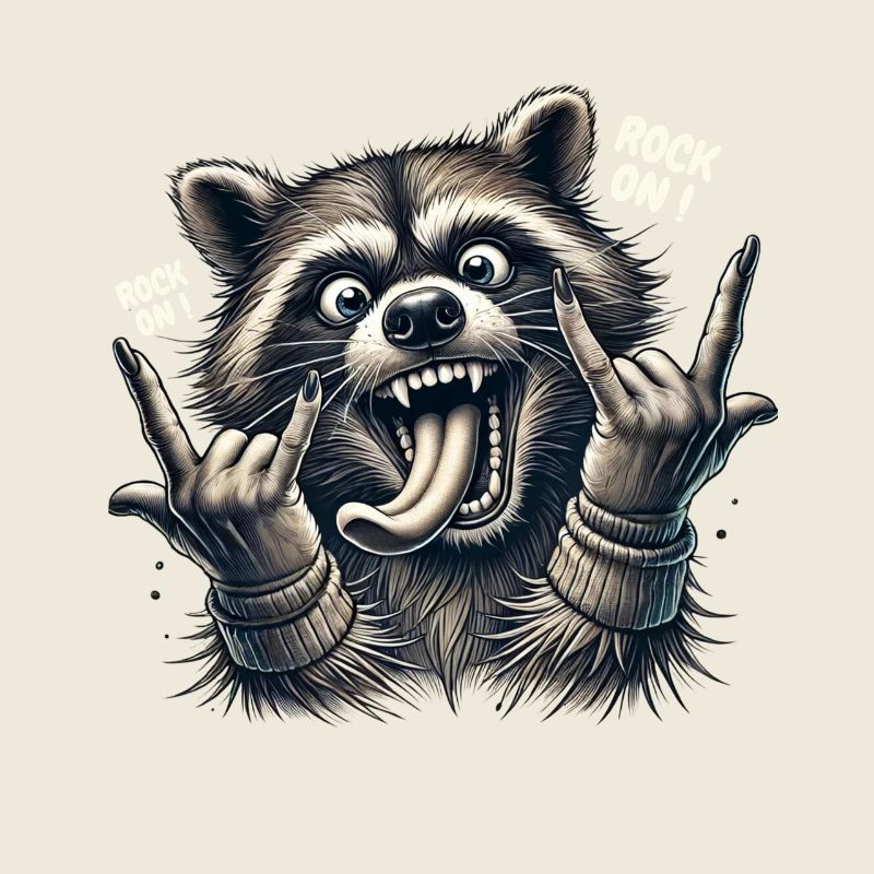 Rock On Waschbär Heavy Metal Design