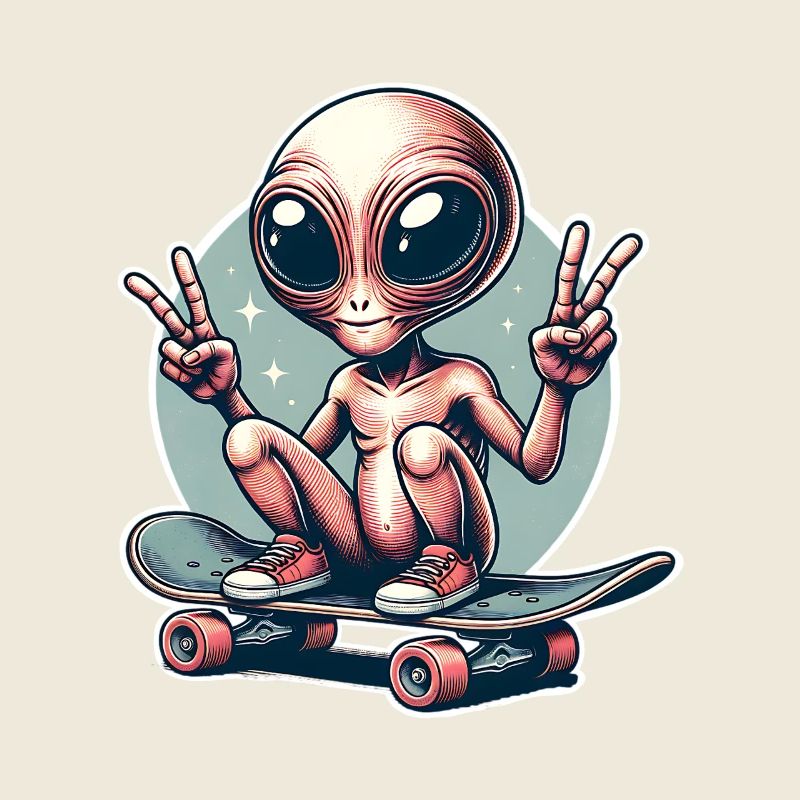 Alien Skateboard Skater Skate