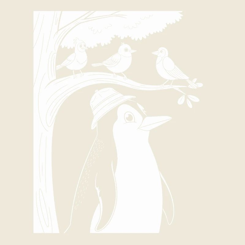 Observation des oiseaux avec des pingouins et des oiseaux dans l’arbre