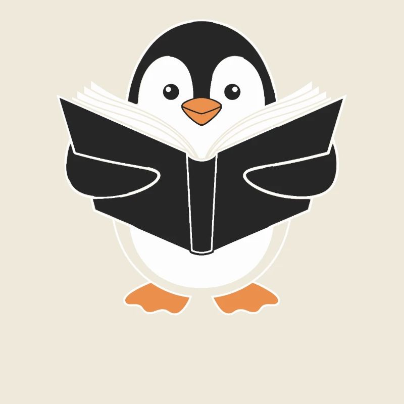 Cute penguin with book motif