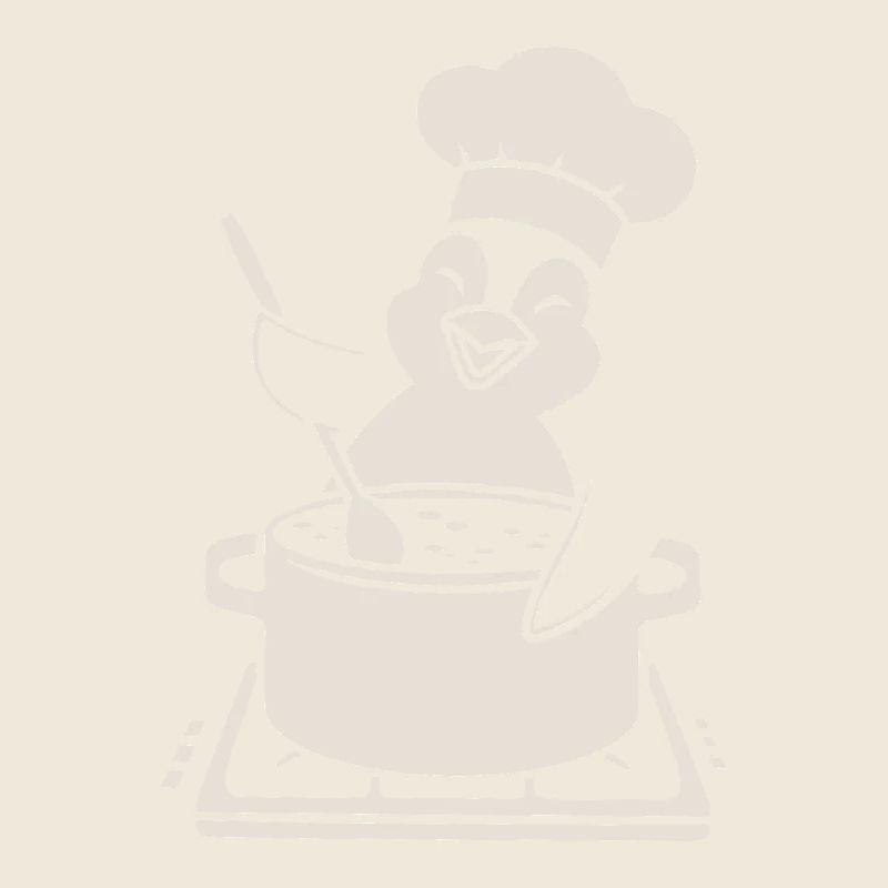 Joyeux pingouin, chef, chef aux fourneaux