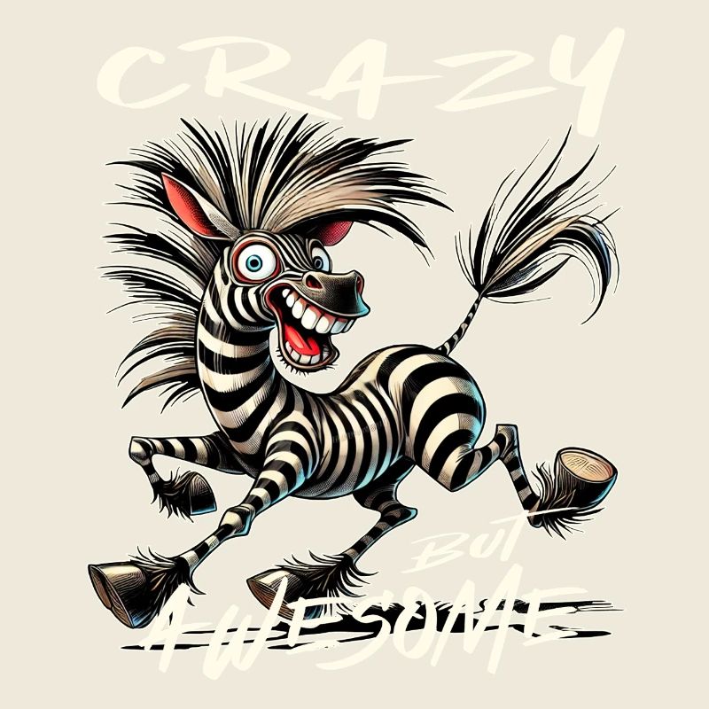 Crazy but Awesome Zebra Comic Style