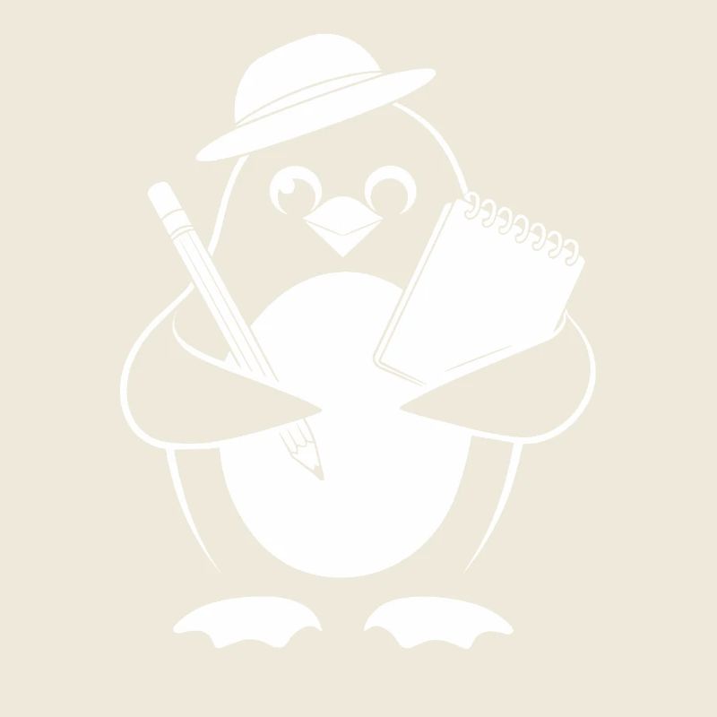 Penguin Journalist Reporter With Notebook