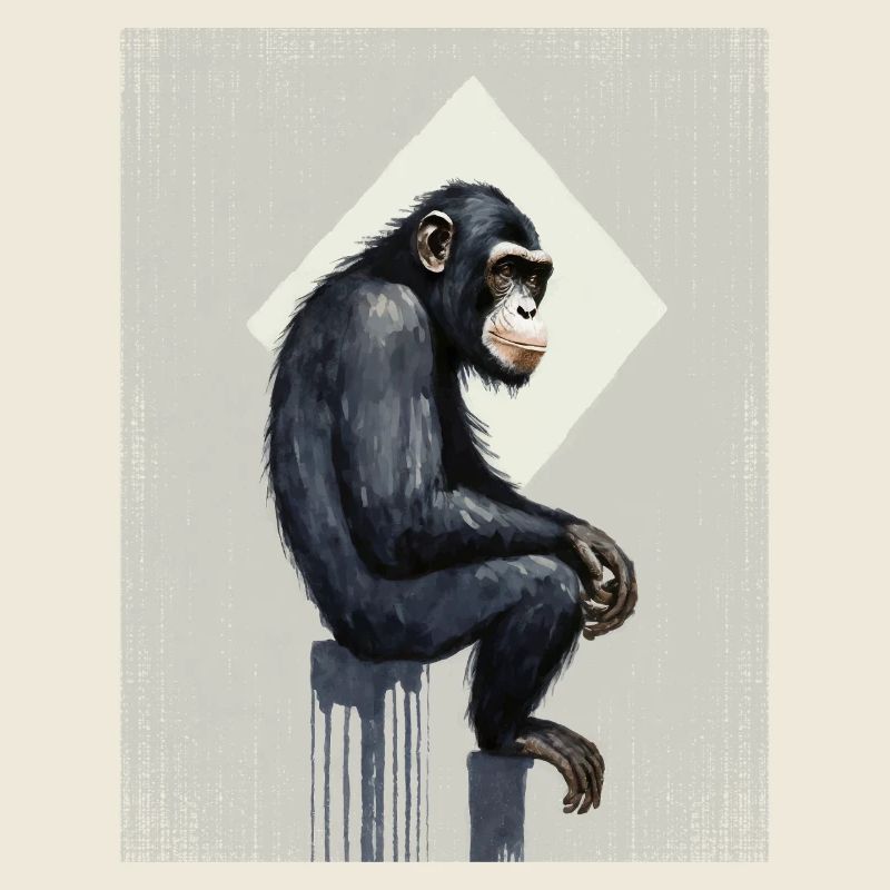 Chimpanzee Street Art Graffiti in Square Primate