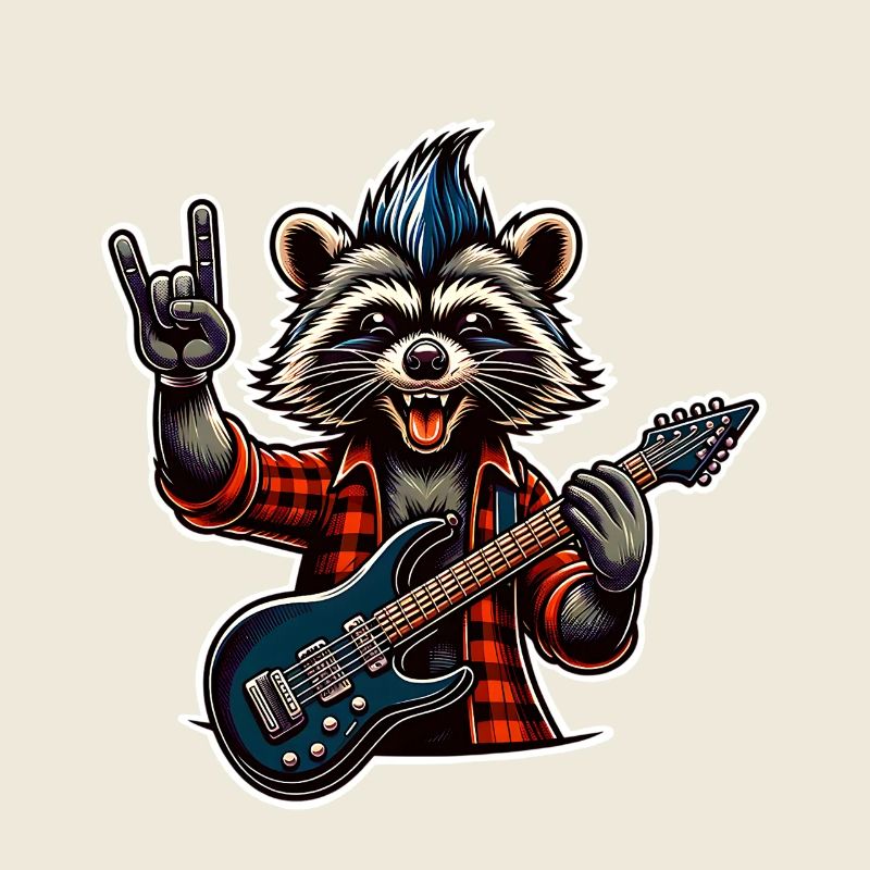 Raccoon Guitariste de rock and roll
