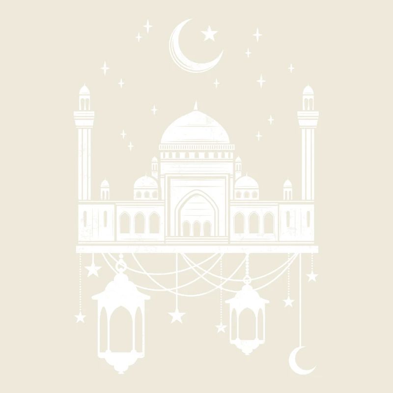 Mosque with crescent moon