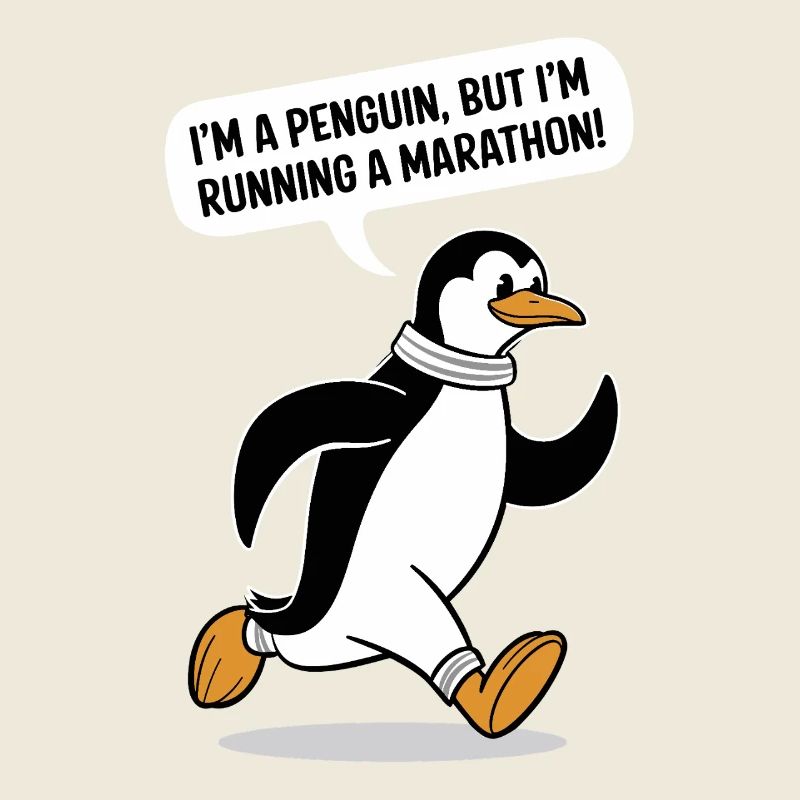 Pinguin Marathon Läufer Motiv