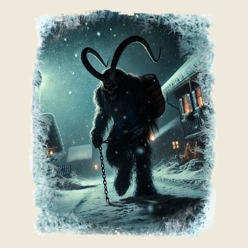 Krampus sucht Kinder im eisigen Dorf