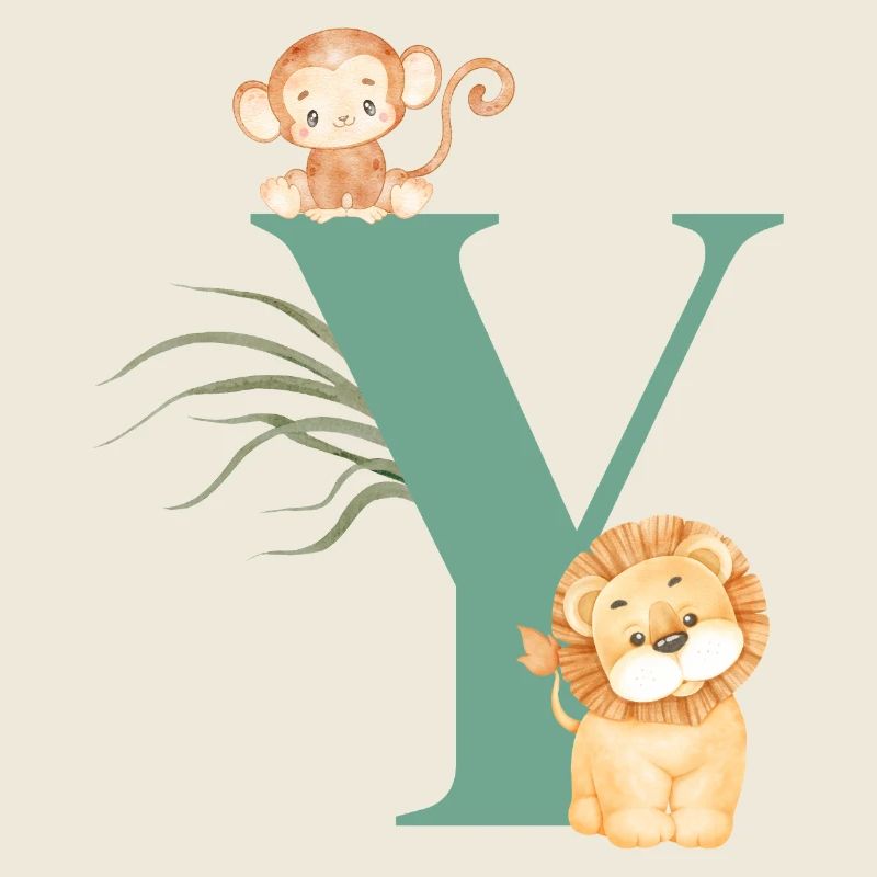 Lettre y vert animaux jungle
