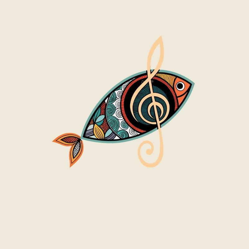 Christlicher Fisch mit Notenschlüssel Kirchenchor
