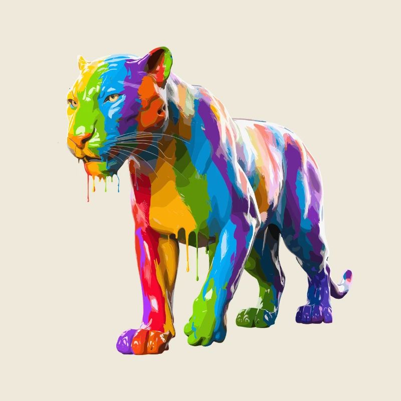 Éclaboussures de peinture Tiger avec des couleurs vives et