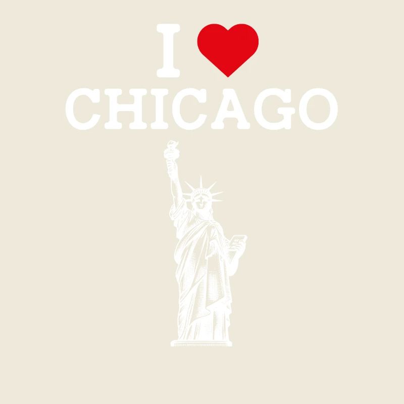 J’aime Chicago Coeur Drapeau Statue De la Liberté Jeu De Mots