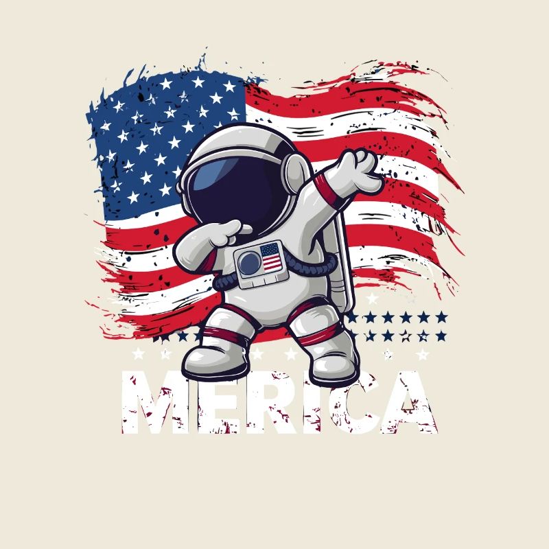 Merica, astronaute dabbing avec le drapeau des États-Unis
