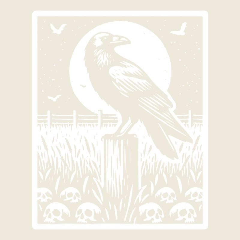 Corbeau Plein Lune Champ Crâne