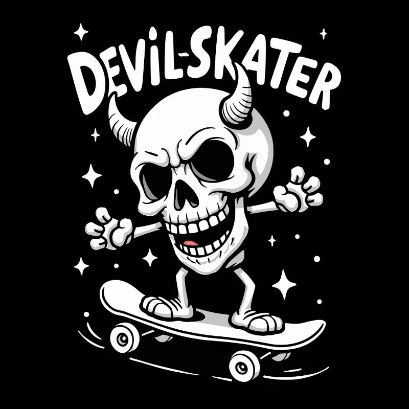 Devil Skater – Cooles Skelett auf Skateboard