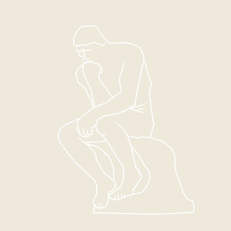 Die Denker-Statue Strichzeichnungen