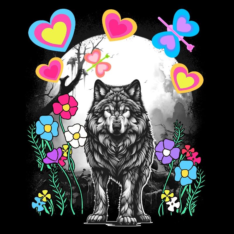 Retro Wolf Wölfe Märchen Märchenfigur Vintage