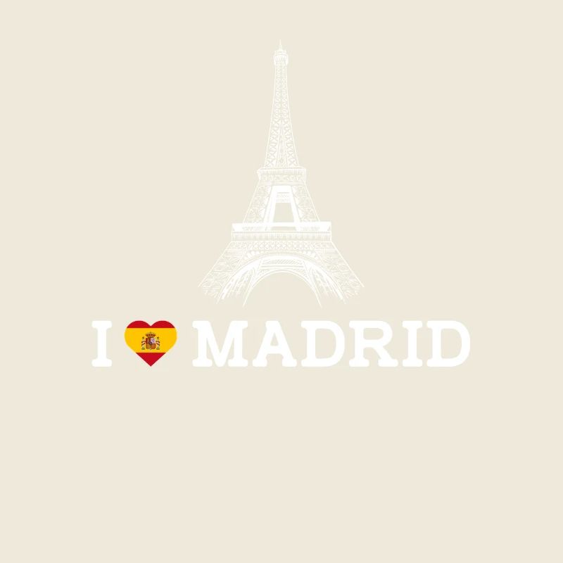I Love Madrid Cool Eiffel Tower Heart Flag Pun