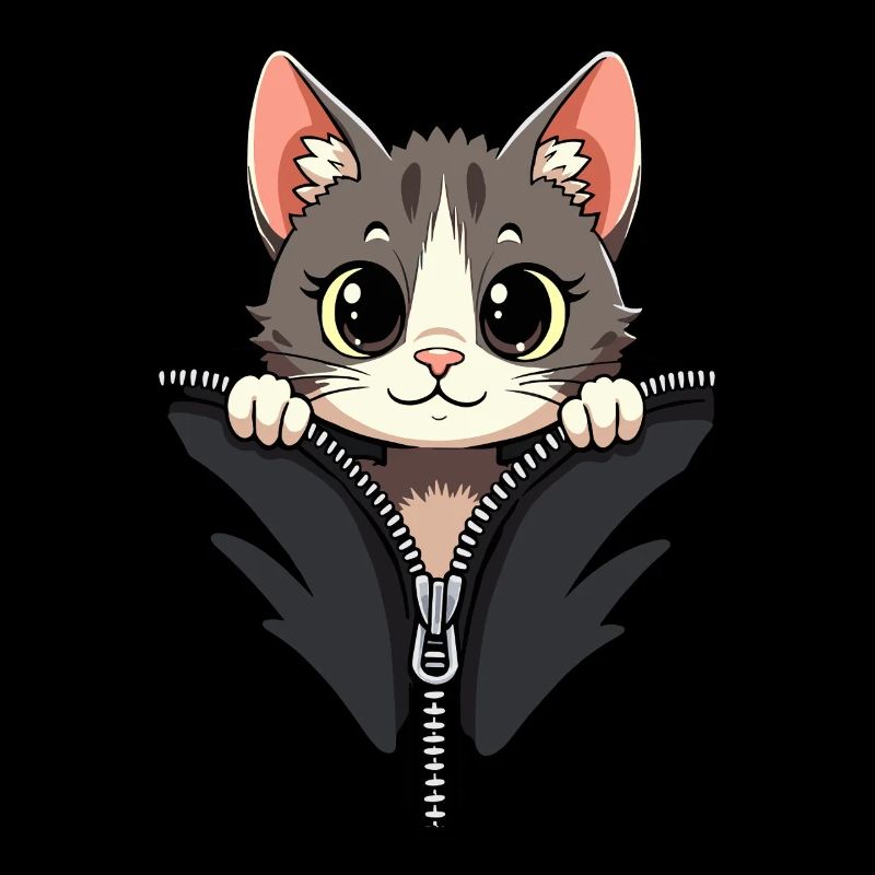 Chat curieux derrière une fermeture éclair