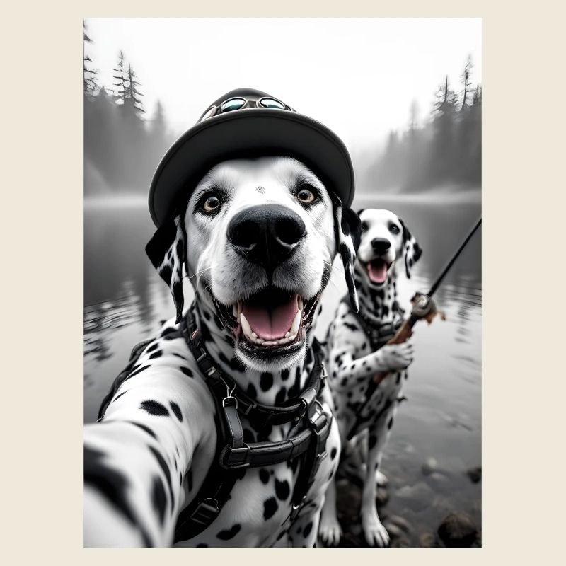 Pêche Dalmatien Chien Selfie