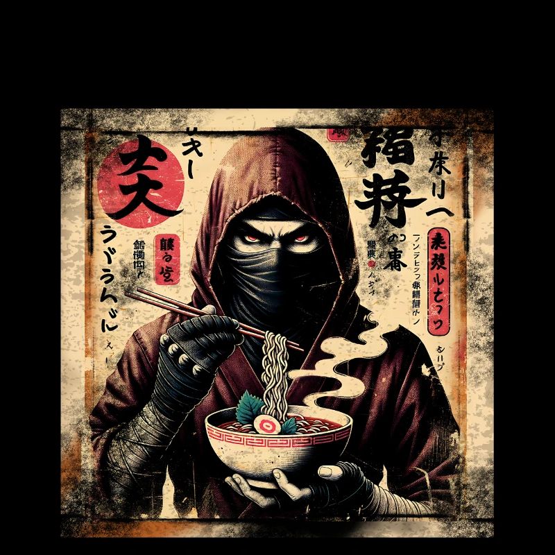 Ramen Ninja Grunge Poster Style