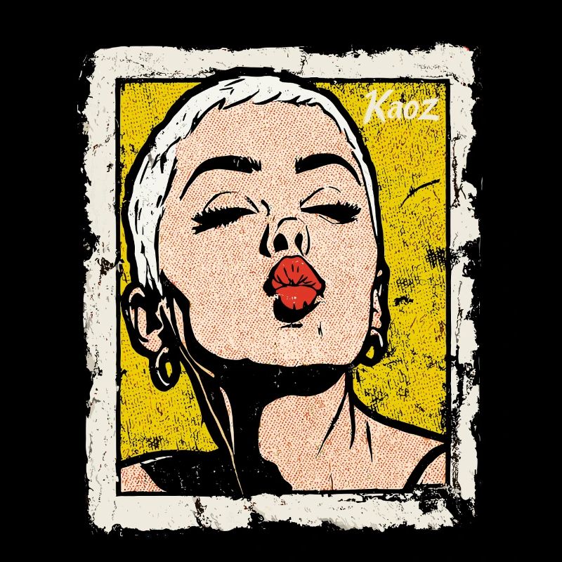 Buzzcut Punk Mädchen mit Kussmund im Pop-Art Stil