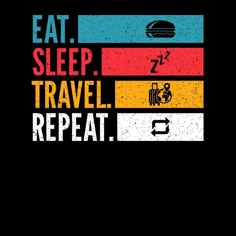Manger dormir voyage répéter Reise Design