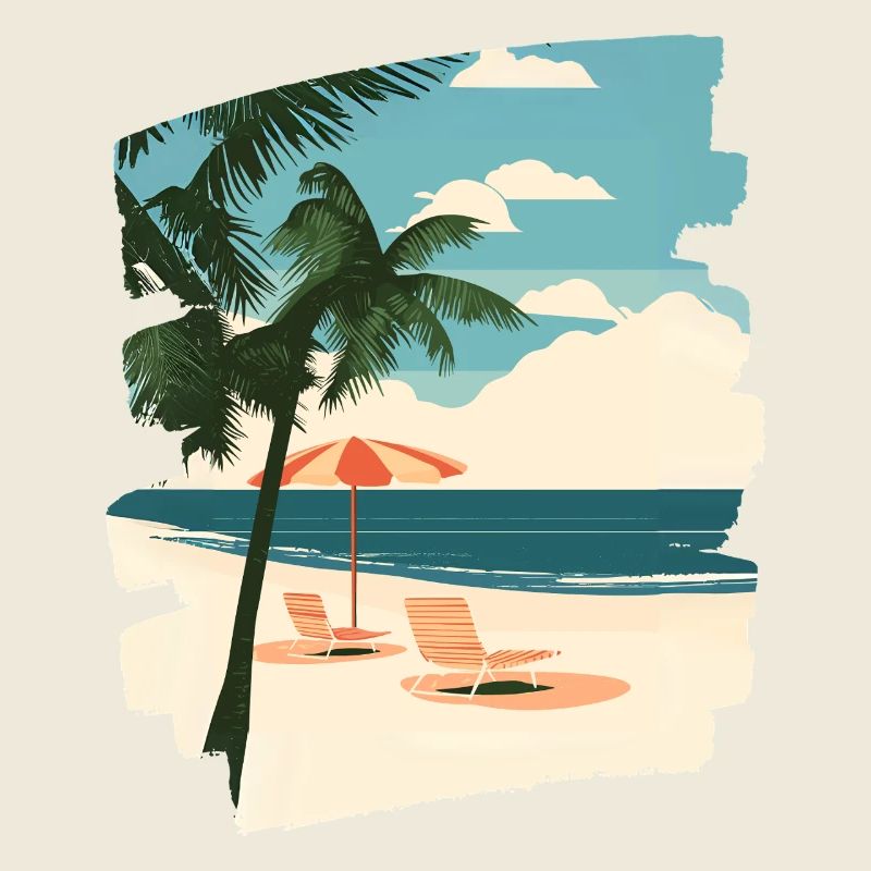 Plage Palmiers Soleil Été