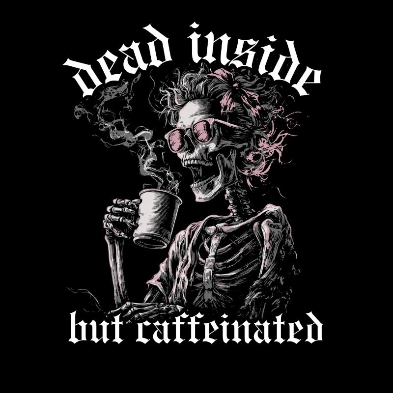 Dead Inside But Caffeinated Coffee Saying Woman