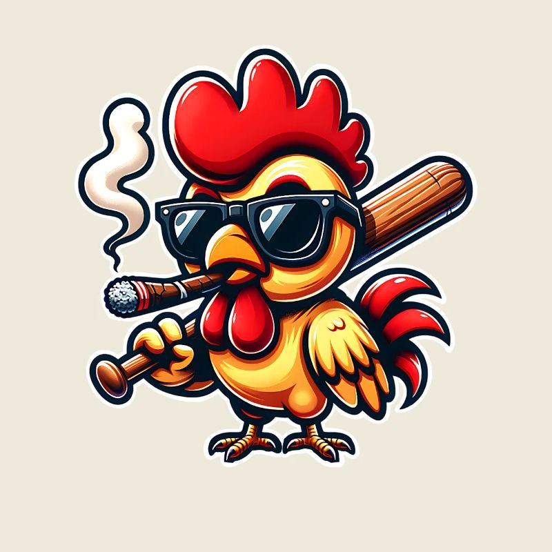 Huhn Hühner Baseballschläger Zigarre Lustig