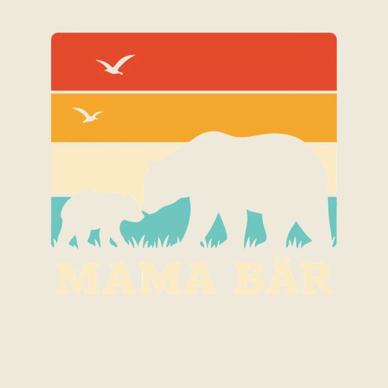 Mama Bear Retro Stripes Vintage Mère et Bébé