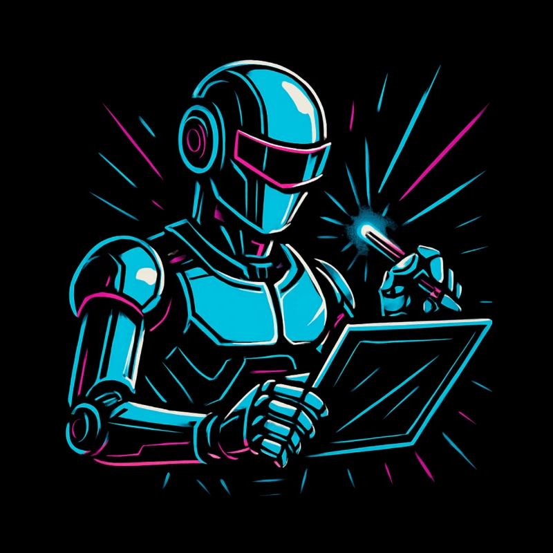 Roboter mit Laptop & Stift