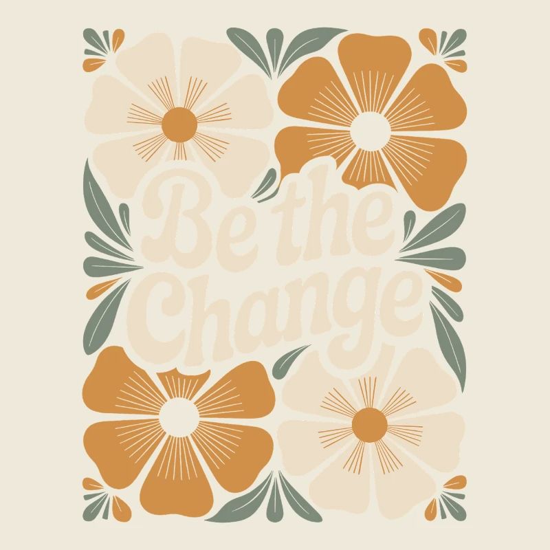 Fleur Boho Vintage Citation de motivation être le changement