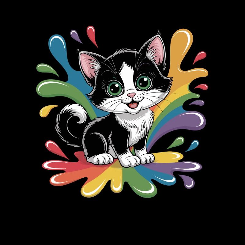 Cute kitten with rainbow colors
