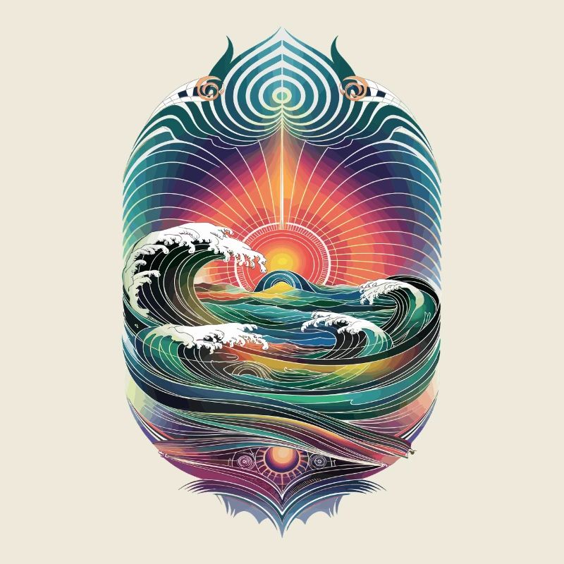 Vagues et lever de soleil Œuvres d’art