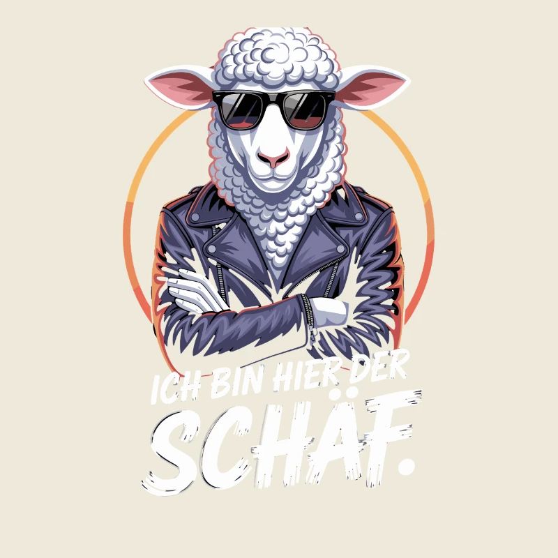 Cool sheep with sunglasses and leather jacket