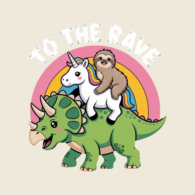 Zum Rave EDM Einhorn Faultier Dinosaurier