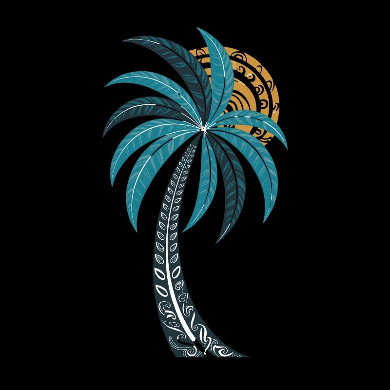 Tropical palm trees with mandala sun for summer and