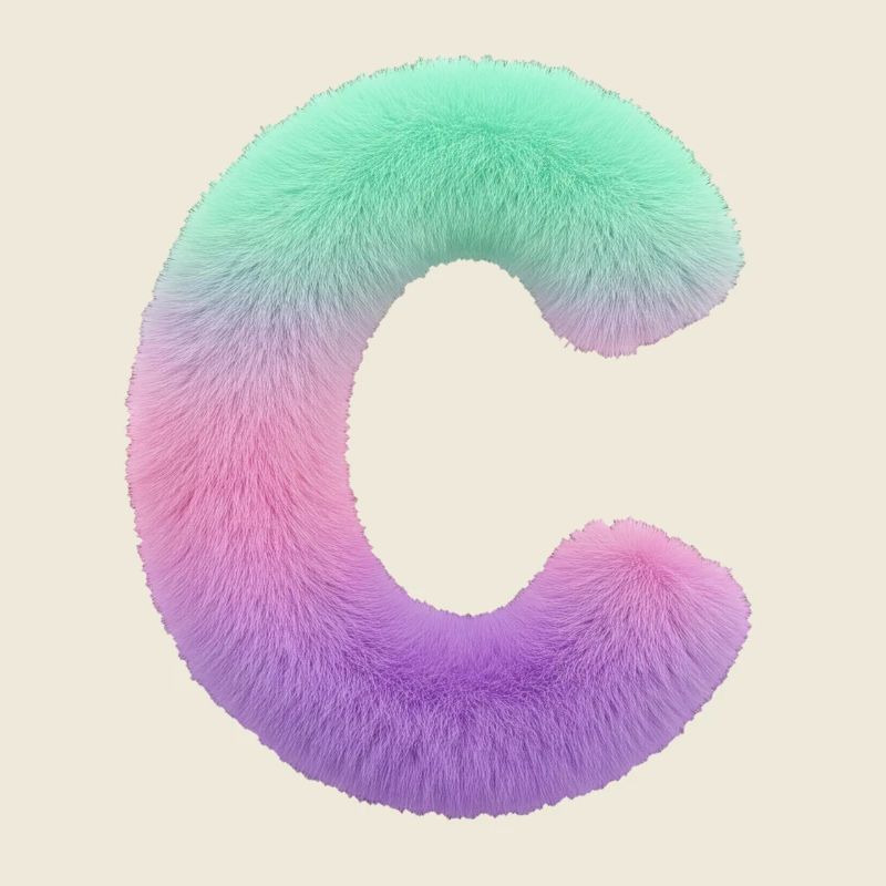 Letter C in fur look and colour gradient