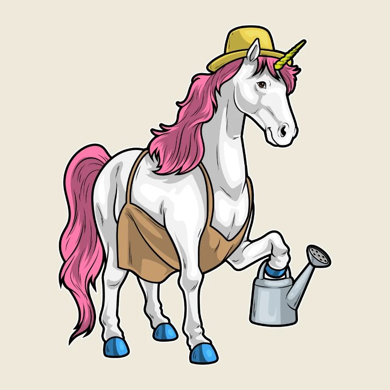 Einhorn Gärtner Gießkanne Garten