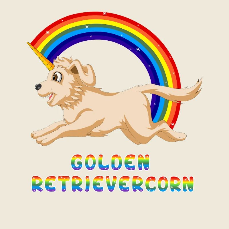 Golden Retriever Unicorn Rainbow Design