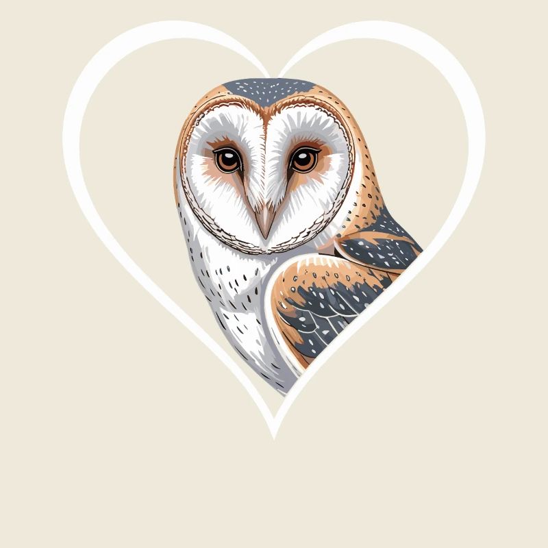 Porträt einer Eule im Herzrahmen