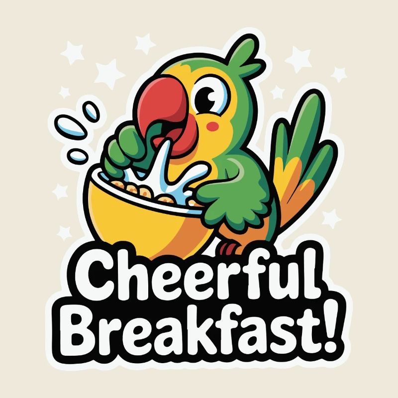 Perroquet dynamique avec un petit-déjeuner joyeux