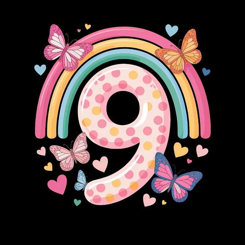 Regenbogen Schmetterling 9. Geburtstag Mädchen